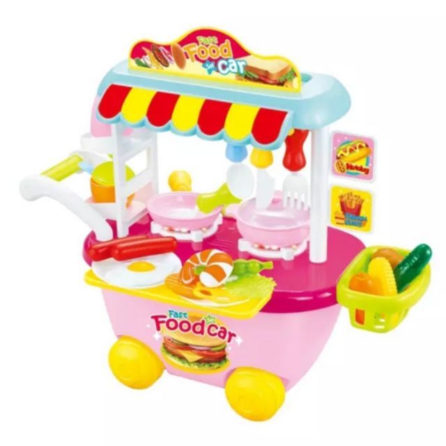 ชุดรถเข็นขายอาหาร Cook FastFood Car (คละสี ฟ้า/ชมพู)