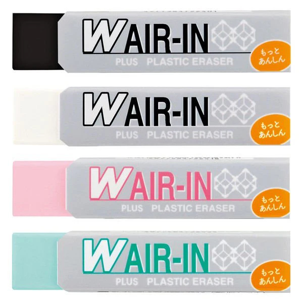 ยางลบ Plus W AIR-IN Plastic eraser 0.6oz (16g) ขนาด 1.4 x 6.5 x 1.4 CM