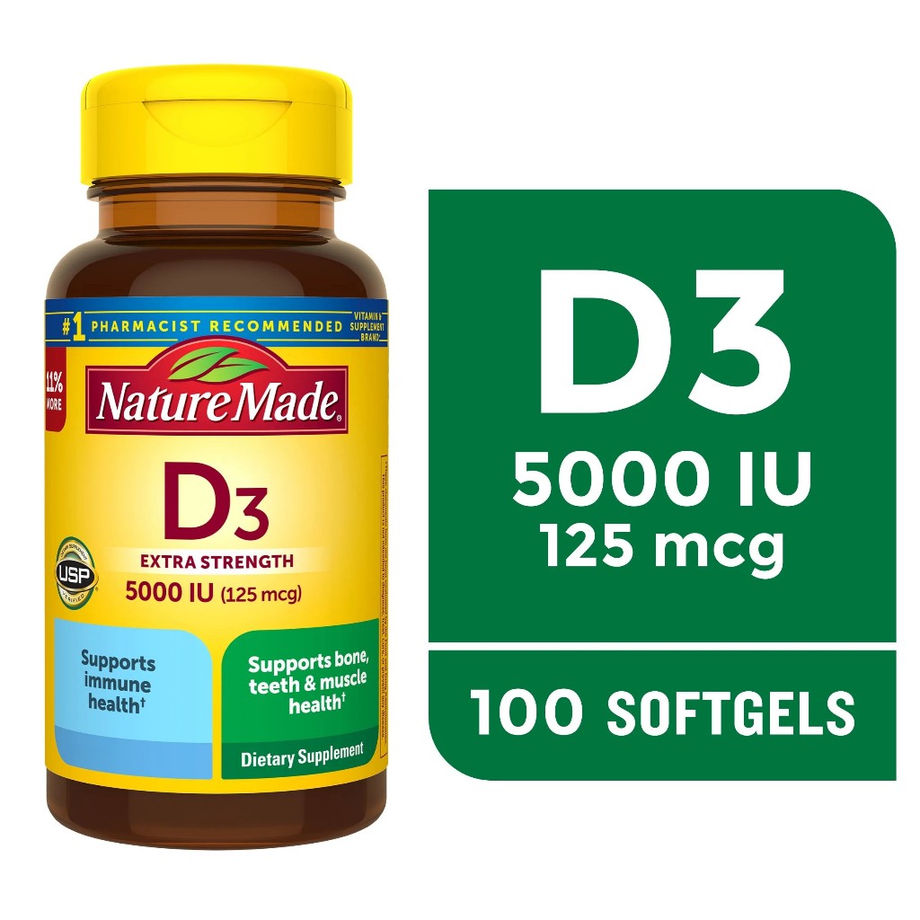 Nature Made Vitamin D3 5000 IU (125 mcg) 100 Count