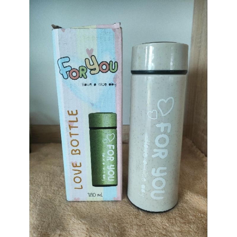 ขวดน้ำ Love Bottle For you เป็นขวดแก้วใส่น้ำ คละสี ราคาถูก พร้อมส่ง,