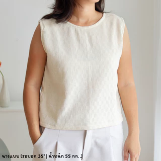 เสื้อผ้าฝ้ายแขนกุด-ครอป (FREE SIZE รอบอก 40 นิ้ว) สีเอิร์ธโทน แบบมินิมอล ใส่เที่ยว อยู่บ้าน หน้าร้อน ผ้านิ่ม ใส่สบาย
