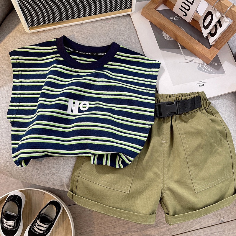 เสื้อผ้าเด็ก ชุดเด็กแฟชั่น ชุดเสื้อกล้าม set 2 ชิ้น สไตล์เกาหลี ล์เท่มาก ผ้าCottonผ้าดี size(10เดือน -6ปี) pfs0060