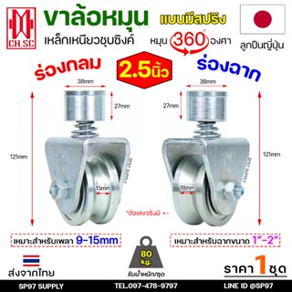 CH.SC ล้อสปริง ล้อประตู ล้อหมุน 360 องศา เหล็กชุบซิงค์ ขนาด …