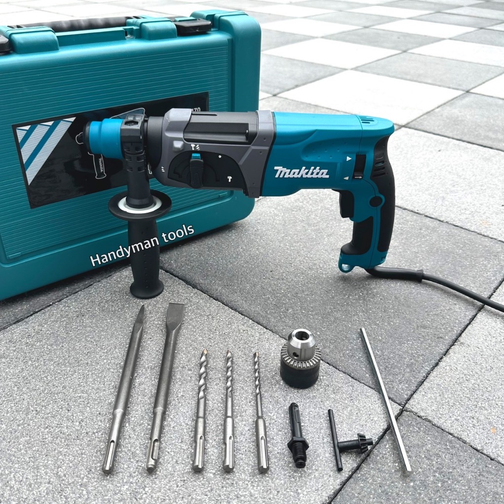 Makita สว่าน สว่านโรตารี่ 2-24 รุ่น HR2470F กำลัง 1500W รุ่น 3 ระบบ มีหัวเปลี่ยนจับดอก ดอกสกัด2ดอก สว่าน3ดอก จำปาขันดอก