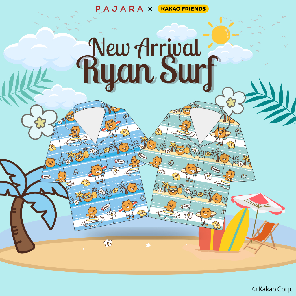 เสื้อฮาวาย Kakao Friends "Ryan Surf" แบรนด์ PAJARA