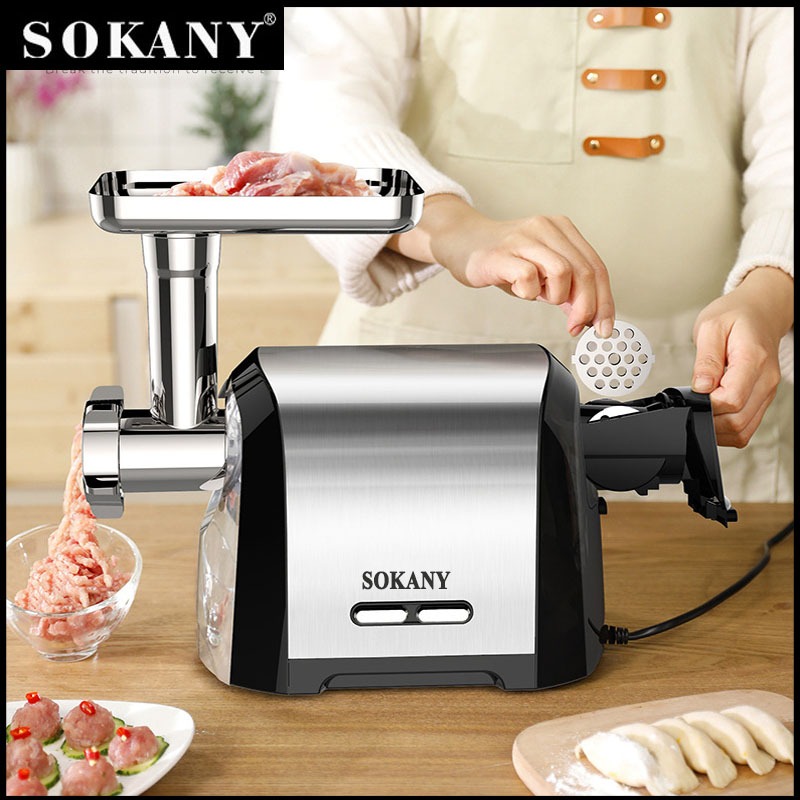SOKANY 3200W 3in1 สแตนเลส เครื่องบดเนื้อ เครื่องบดหมู เครื่องบดเนื้อไฟฟ้า ทําไส้กรอก เครื่องบดสับ