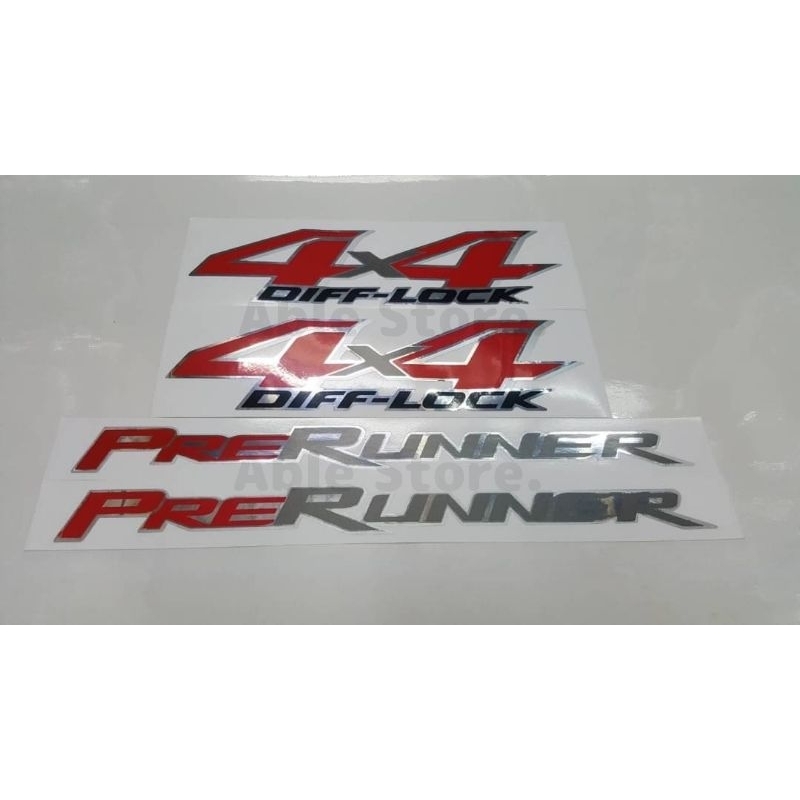 สติ๊กเกอร์สกรีน 4x4 DIFF-LOCK / PRERUNNER ฟอยเงินขอบยิงทราย ติดรถ TOYOTA REVO ปี2015 เทียบแท้95%