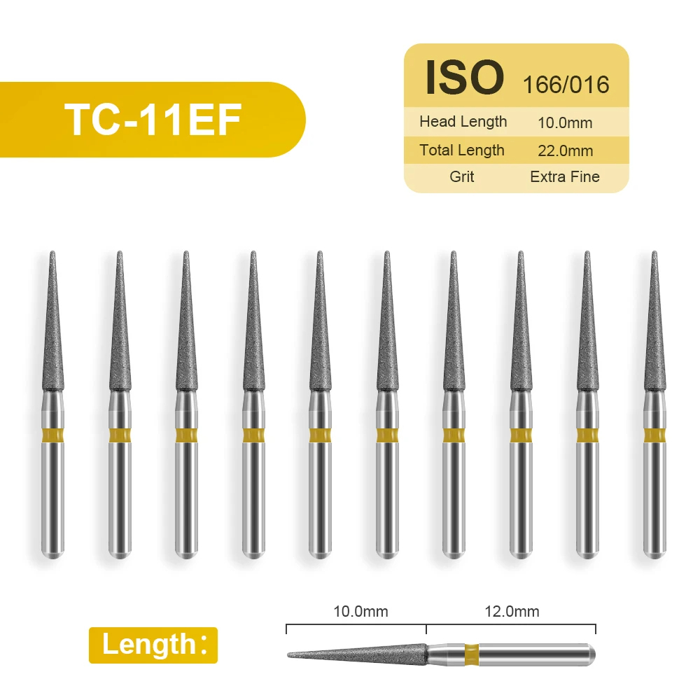 Taper cone diamond bur 016 FG คาดเหลือง