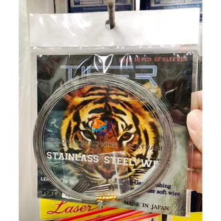 ลวดสลิงตกปลา สลิงถักยี่ห้อ Tiger ตราเสือ 10 เมตร ถัก 1x7 แถมสลิปล็อคฟรี