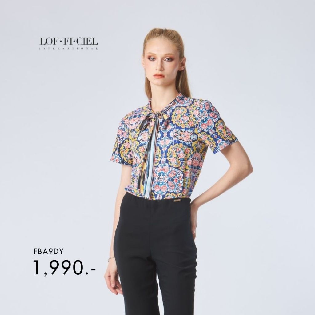 LOF-FI-CIEL เสื้อผู้หญิงแขนสั้น Vase tile สีกรมเหลือง FBA9DY