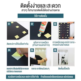 LP🔥กระจกติดผนัง🔥กระจกห้องน้ำ ไม่ต้องเจาะ ไสตล์มินิมอล สี่ขนาด สองวิธีการติดตั้ง การเจาะ/การวาง