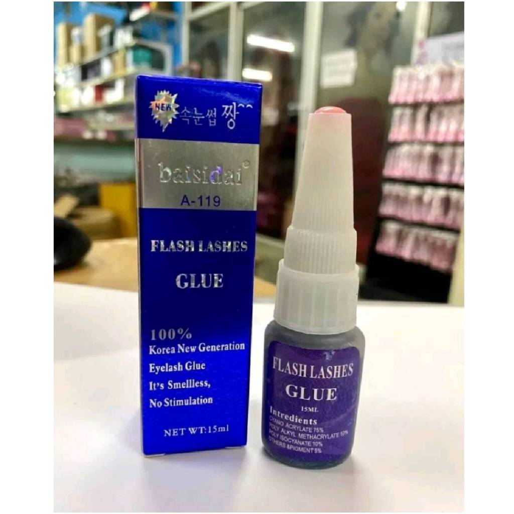 กาวต่อขนตา ติดทน กาวต่อขนตาถาวร ไม่แสบ ไม่ระคายเคือง Flash Lashes Glue Baisidai