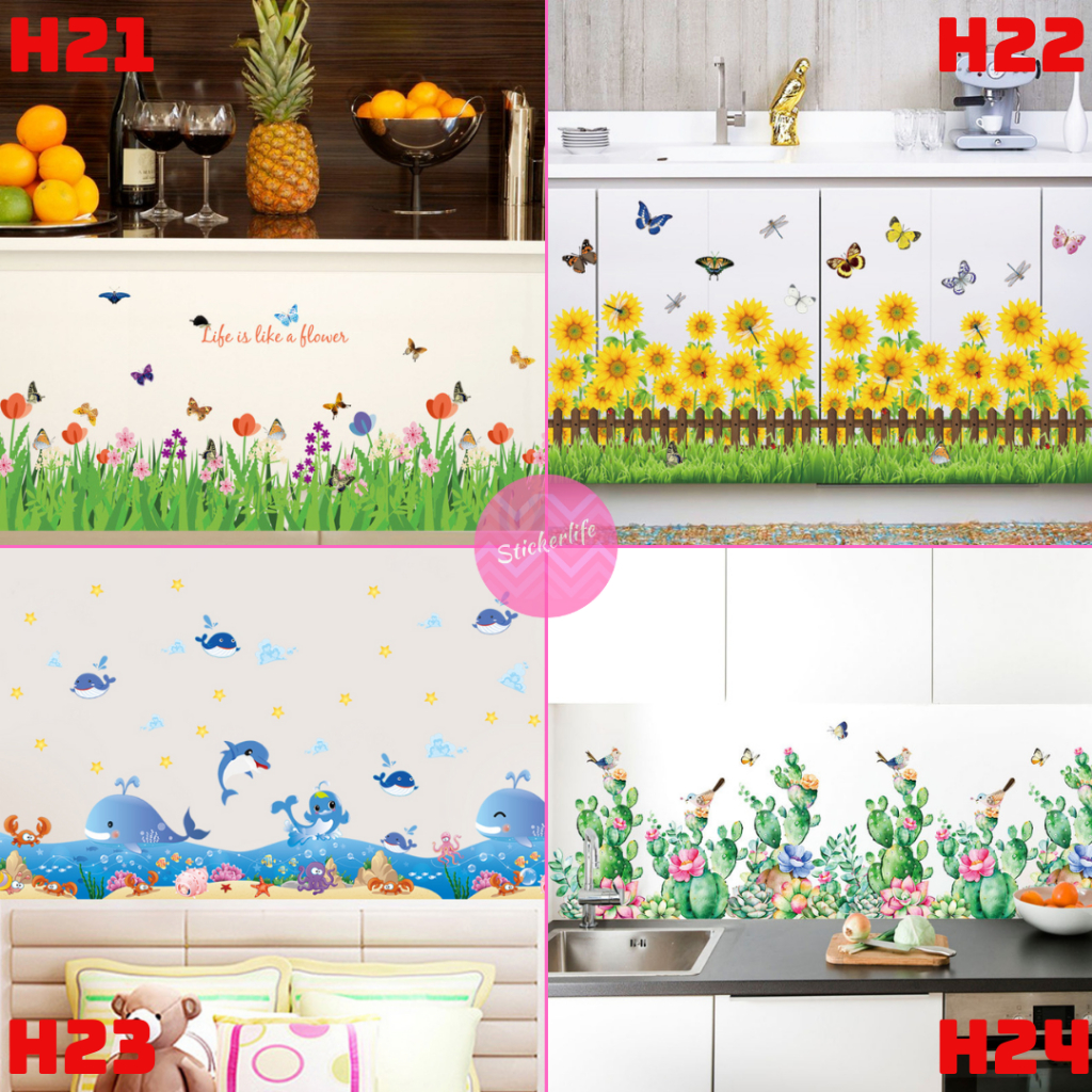 สติ๊กเกอร์ติดตู้ ติดขอบ แต่งบ้าน สติ๊กเกอร์ติดผนัง สติกเกอร์ wallsticker ดอกไม้ ทานตะวัน กระบองเพชร