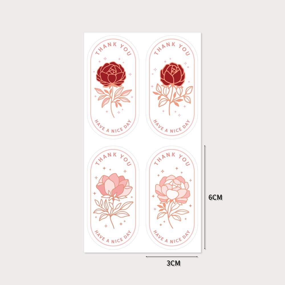 สติ๊กเกอร์ ขอบคุณ 3*6ซม 100ดวง สติ๊กเกอร์ติดกล่อง ติดแก้ว ตกแต่ง sticker thankyou