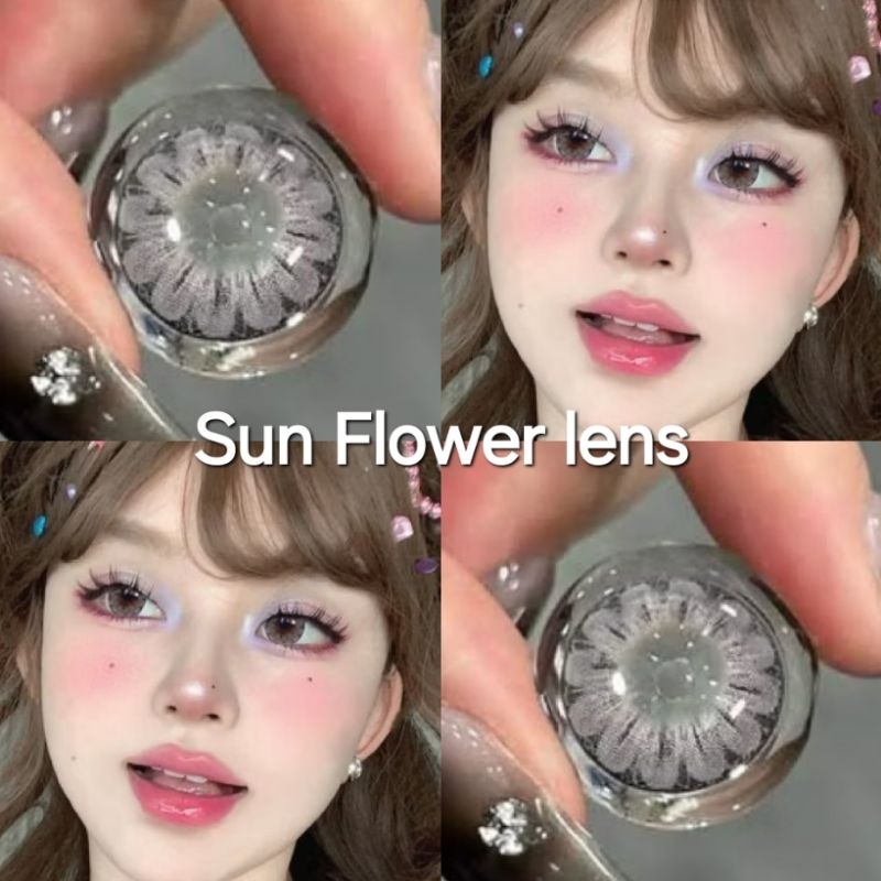 คอนแทคเลนส์ มี อย.ไทย รุ่น Sun Flower ลายดอกไม้ พร้อมส่ง  มี สีเทา/ตาล มีค่าสายตา (0.00)-(-4.00)