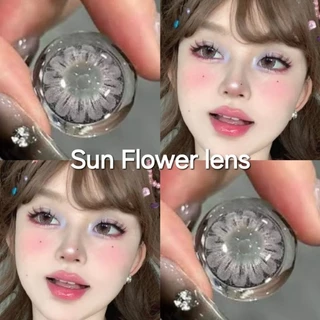 คอนแทคเลนส์ มี อย.ไทย รุ่น Sun Flower ลายดอกไม้ พร้อมส่ง มี สีเทา/ตาล มีค่าสายตา (0.00)-(-10.00) รายเดือน