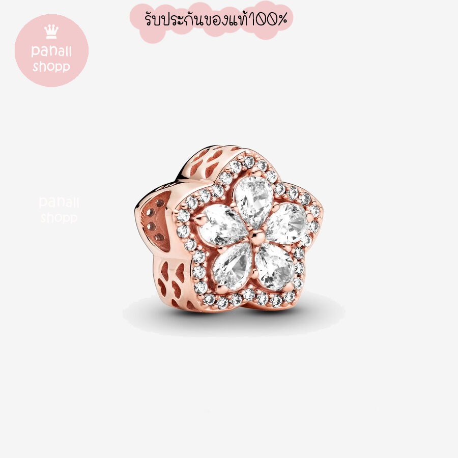 (ของแท้100%)Pandora rose Sparkling Snowflake Pavé charm ดอกไม้โรส (สวยมาก)