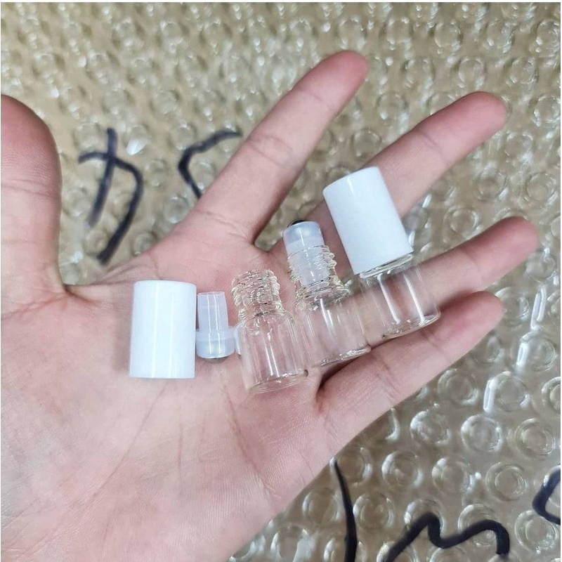 ขวดลูกกลิ้ง ขวดใส-ฝาขาว ขวดน้ำหอม ขวดน้ำมัน ขวดพิมเสน (1ml./2ml./3ml./5ml.)
