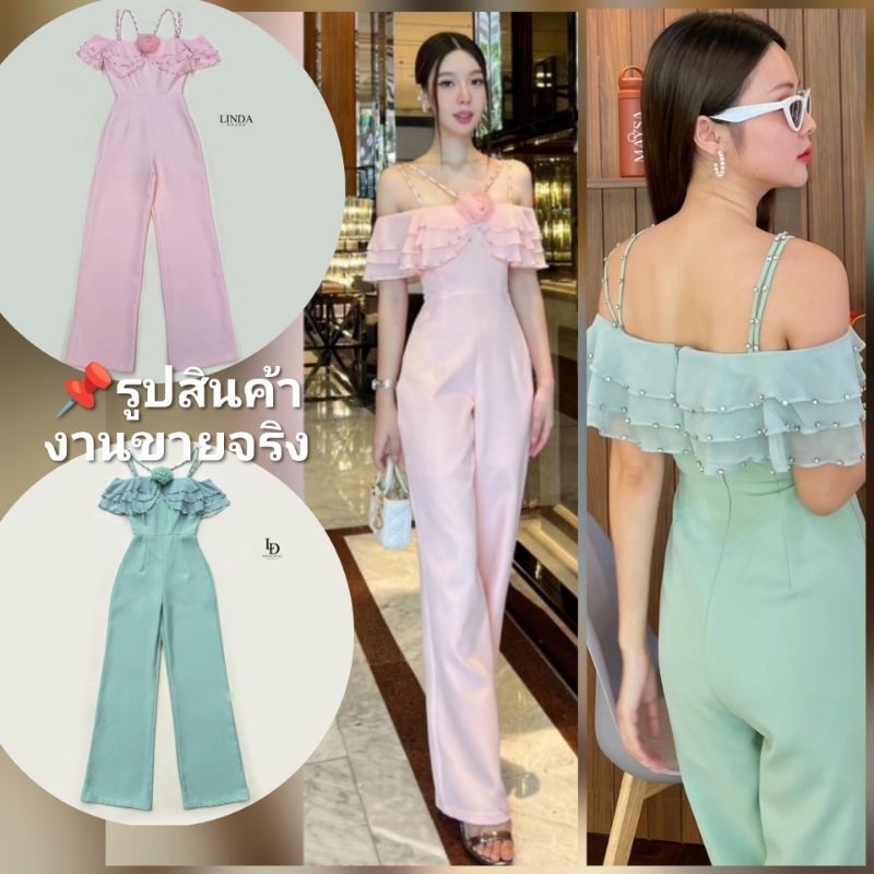 ชุดคุณภาพดี ตรงปก พร้อมส่ง-ร้านนี้มีเลย ไม่ต้องเช็ค*ส่งไว จั๊ม​สูท​ ชุดออกงานสี​ ชมพู​ เขียว​ Linda​