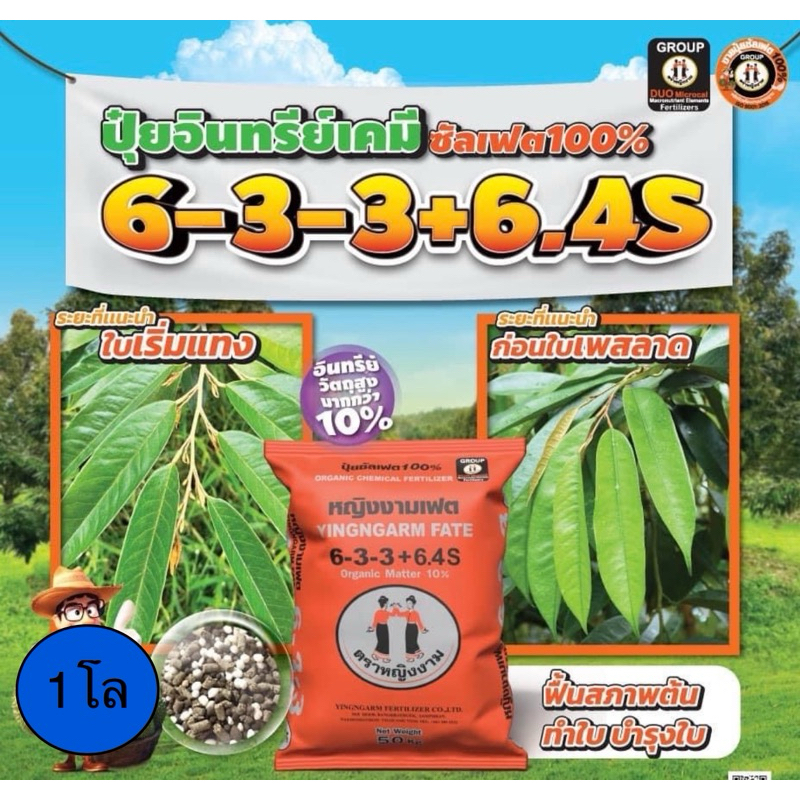 หญิงงาม 6-3-3 แบ่งขาย 1 โล ปุ๋ยอินทรีย์เคมี ซัลเฟต100%
