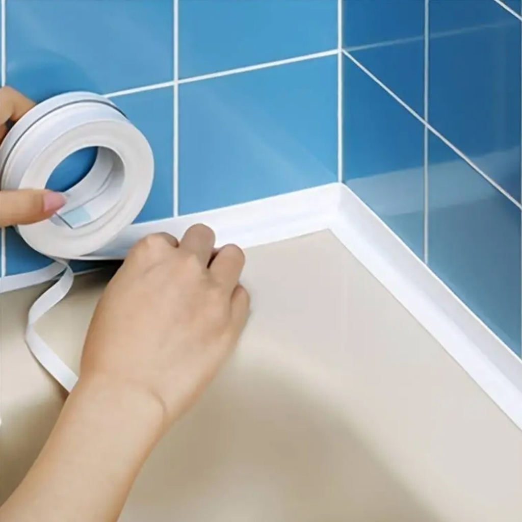 เทปสี PVC กันน้ำใช้ปิดร่องขอบอ่าง เทปยางกันน้ำ สติ๊กเกอร์กันน้ำ เทปกาวกันน้ำ ติดขอบอ่าง ชักโครก ใช้งานสะดวกง่าย ห้องน้ำ - รูปที่ 2