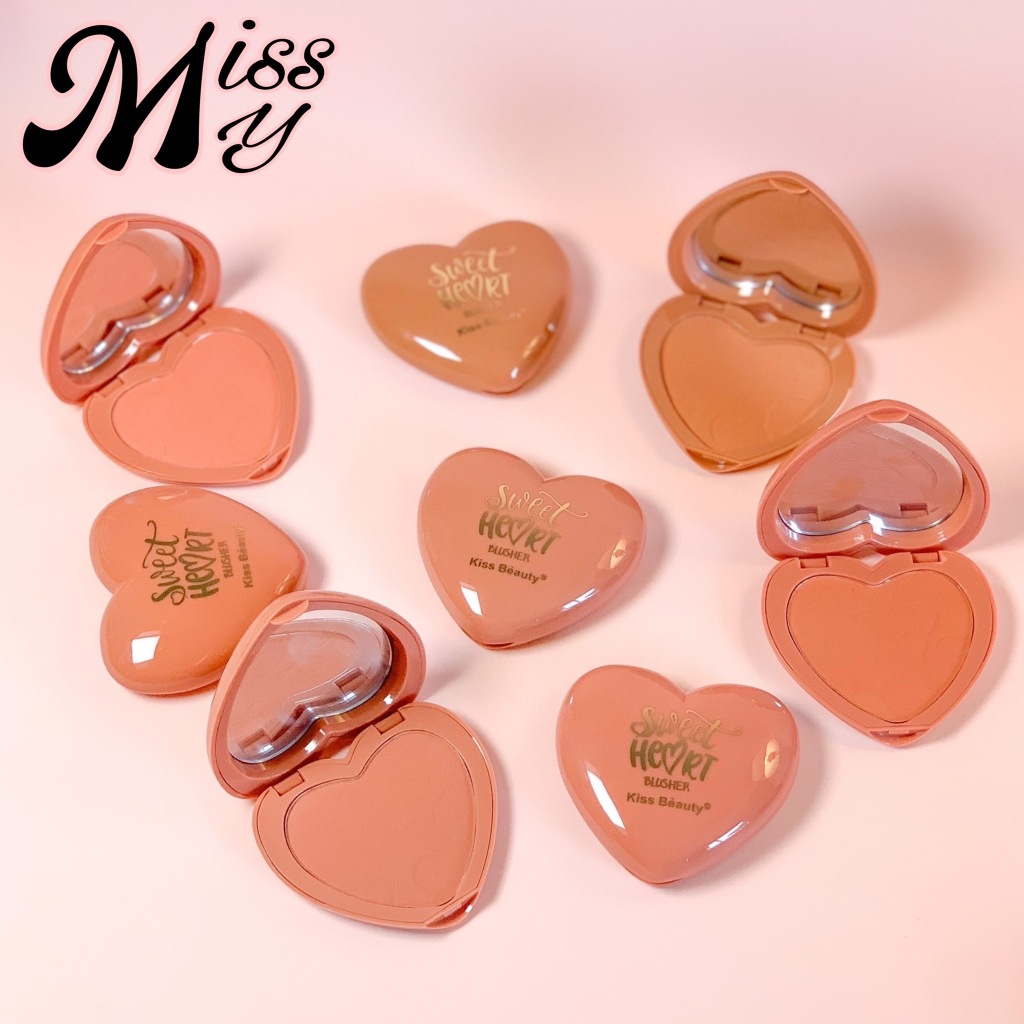 Kiss Beauty Sweet Heart Matte Color Blusher บลัชออนเนื้อแมทต์ ตลับหัวใจ เนียนละเอียด สีสันสดใส 4สี