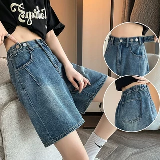 💥YH#3573💥มีไซซ์ S-5XL💥กางเกงยีนส์ สไตล์เกาหลี ผ้ายีนส์แท้ เอวสม็อคปรับกระดุม ตกแต่งเย็บปลายขา