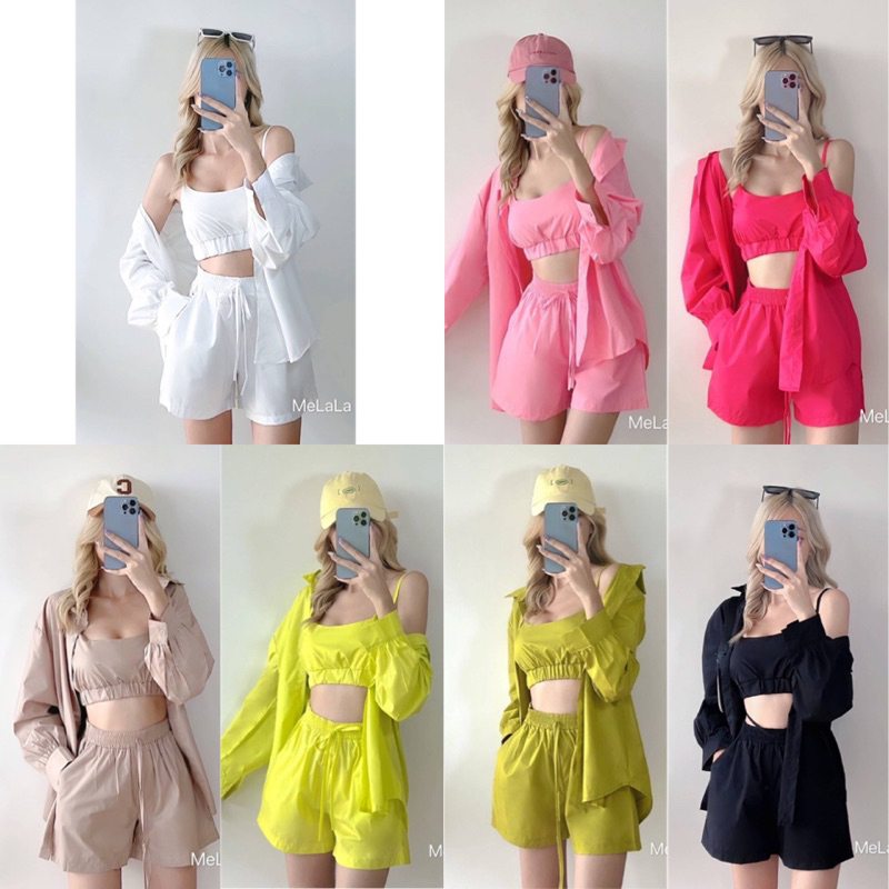 LILY เซ็ต 3 ชิ้น[เสื้อคลุม+สายเดี่ยว+กางเกง]งานป้ายนำเข้า ชุดเซ็ตใส่เที่ยว ชุดสวยๆ งานสวยตรงปกสุดๆค่า - รูปที่ 3