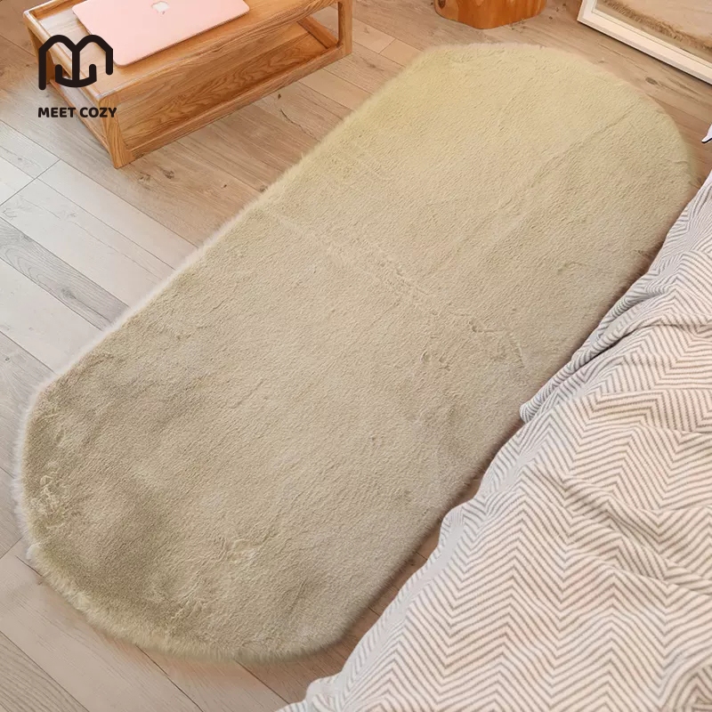 MEET COZY พรมปูพื้น วงรี/Oval ขนนุ่ม ผ้าขนกระต่ายเทียม พรมปูพื้นห้อ ที่สุดแห่งความนุ่ม carpet # 1 DE-July