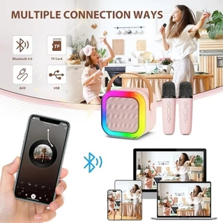 แบบพกพา Mini K12 ลำโพงบลูทูธไมโครโฟนของแท้ RGB ไมโครโฟนคู่ แบบพกพา ร้องคาราโอเกะไร้สายกลางแจ้งขนาดเล็ก