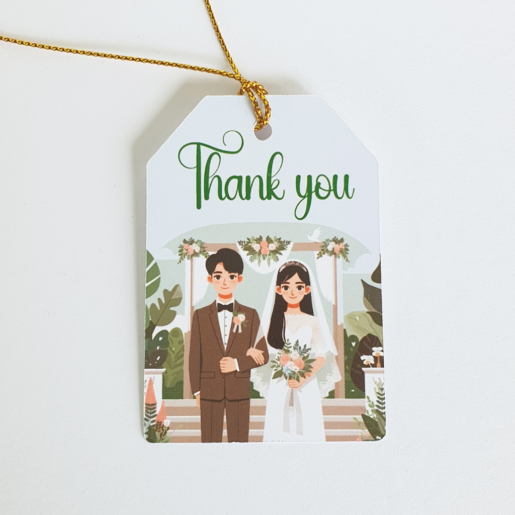 ป้ายTag Thank you ขนาด4x6cm พร้อมเชือก (สำหรับแขวนของขวัญของชำร่วย ของรับไหว้ งานแต่ง) พร้อมส่ง