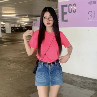 🌈SpinnyHouse🌈เสื้อยืดคอกลม ผ้าคอตตอน ยืดไม่ย้วย 🍒 ไม่หดไม่ต้องรีด BASIC STYLE ใส่ได้ทั้งชายหญิง รุ่น เสื้อ Yuedyun