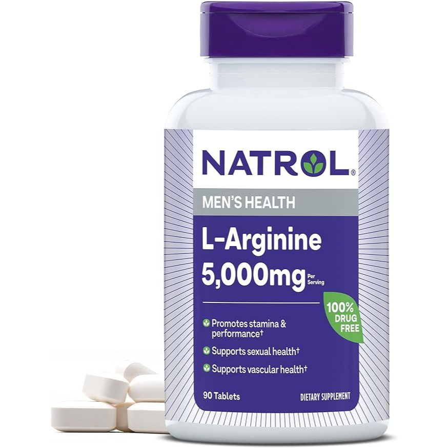 Natrol L-Arginine 5,000 mg, Dietary Supplement for Men's Health, L-Arginine Supplement, 90 Tablets