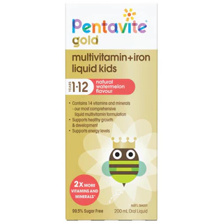 Pentavite Gold Multivitamin + Iron Liquid For Kids 200ml มัลติวิตามินชนิดน้ำรสแตงโม