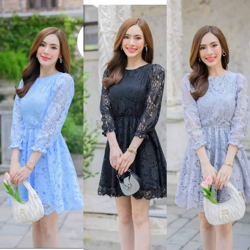 เดรสลูกไม้ งานพร้อมส่ง