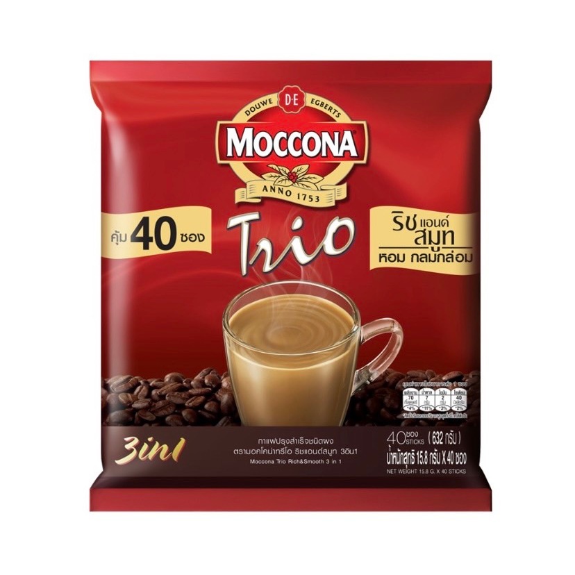 มอคโคน่า ทรีโอ กาแฟ 3in1 ริชแอนด์สมูท 632 กรัม (แพ็ก40ซอง)