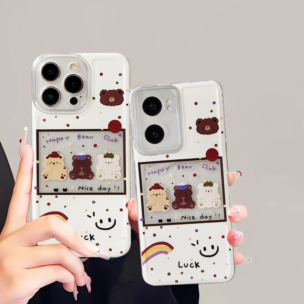 เคสลาย การ์ตูนน่ารัก ลานหมี for iPhone 11/12/13/14/15/PRO/MAX OPPO RENO A77S VIVO Y12 Y20 Y21 Y17S S