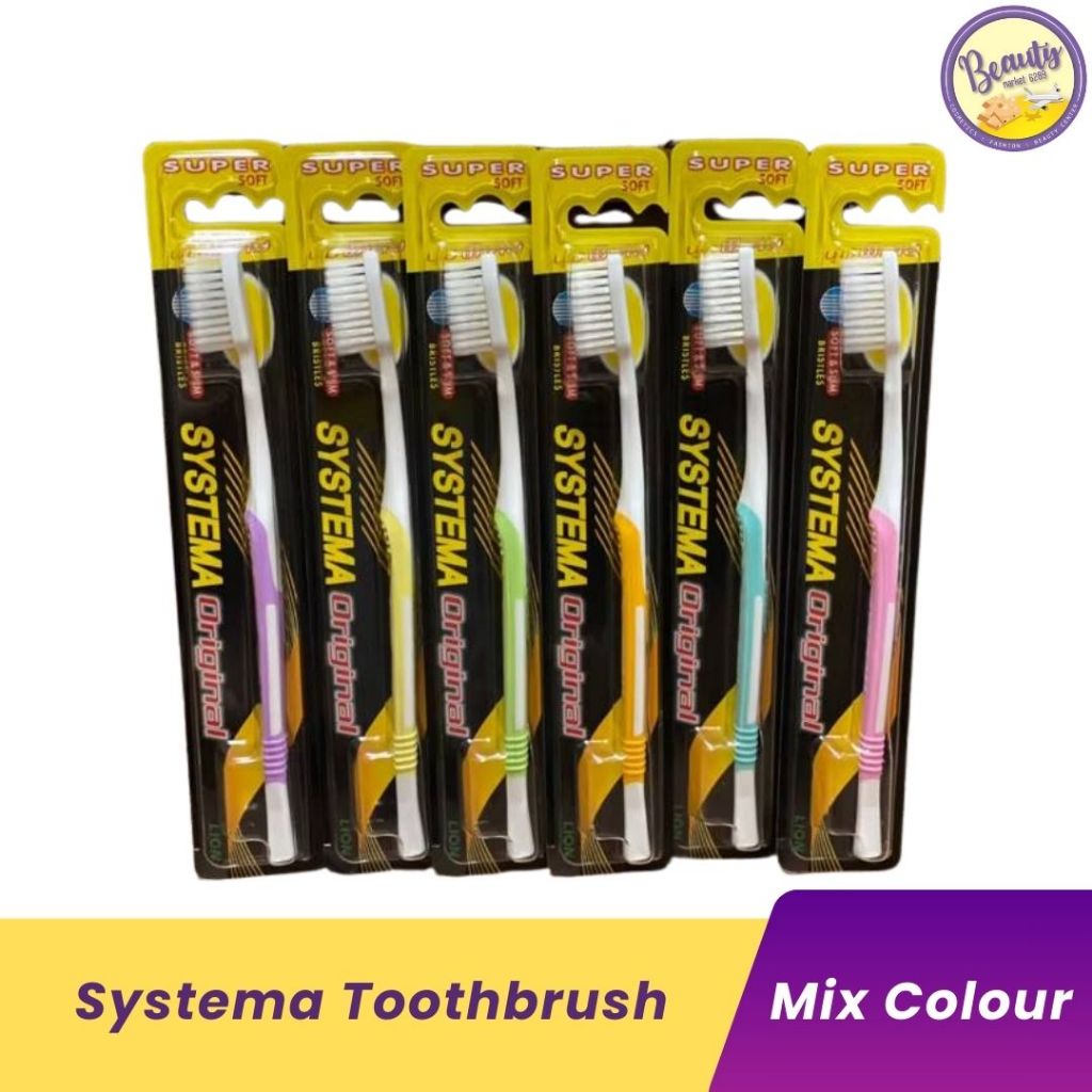 SYSTEMA (ORIGINAL)  แปรงสีฟัน ซิสเท็มมา รุ่นหัวแปรง ขนาดกลาง ที่มีขนแปรงพิเศษ และ คละสี (1pcs/3pcs)