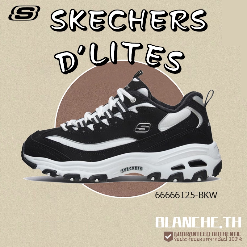 [ของแท้100%] SKECHERS D'LITES 66666125-BKW Sneaker