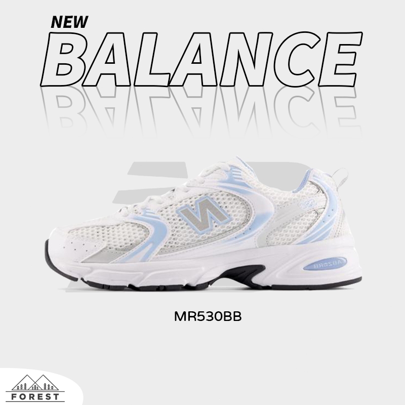 【ของแท้ 100 %】New Balance NB 530 MR530BB สีขาวและสีฟ้า SNEAKERS