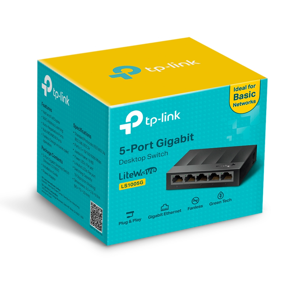 TP-LINK 5-Port 10/100/1000Mbps Desktop Switch รุ่น LS1005G
