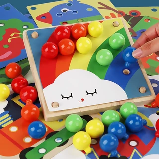 * ออกบิล (ทักแชท)Genius Art ปุ่มเรียงสีกระตุ้นพัฒนาการ งานไม้+งานพลาสติก