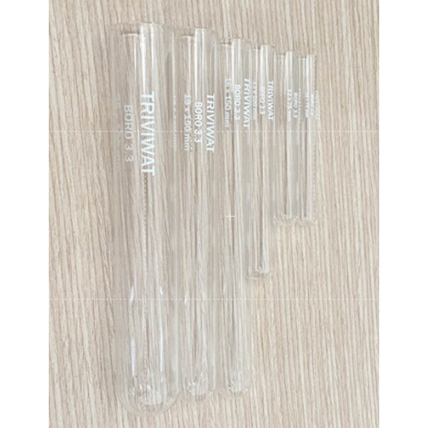 แบบ10ชิ้น หลอดทดลอง หลอดแก้ว Testtube Triviwat 10x75mm,12x75mm, 13x100mm,16x150mm,18x150mm  mm ของไทย