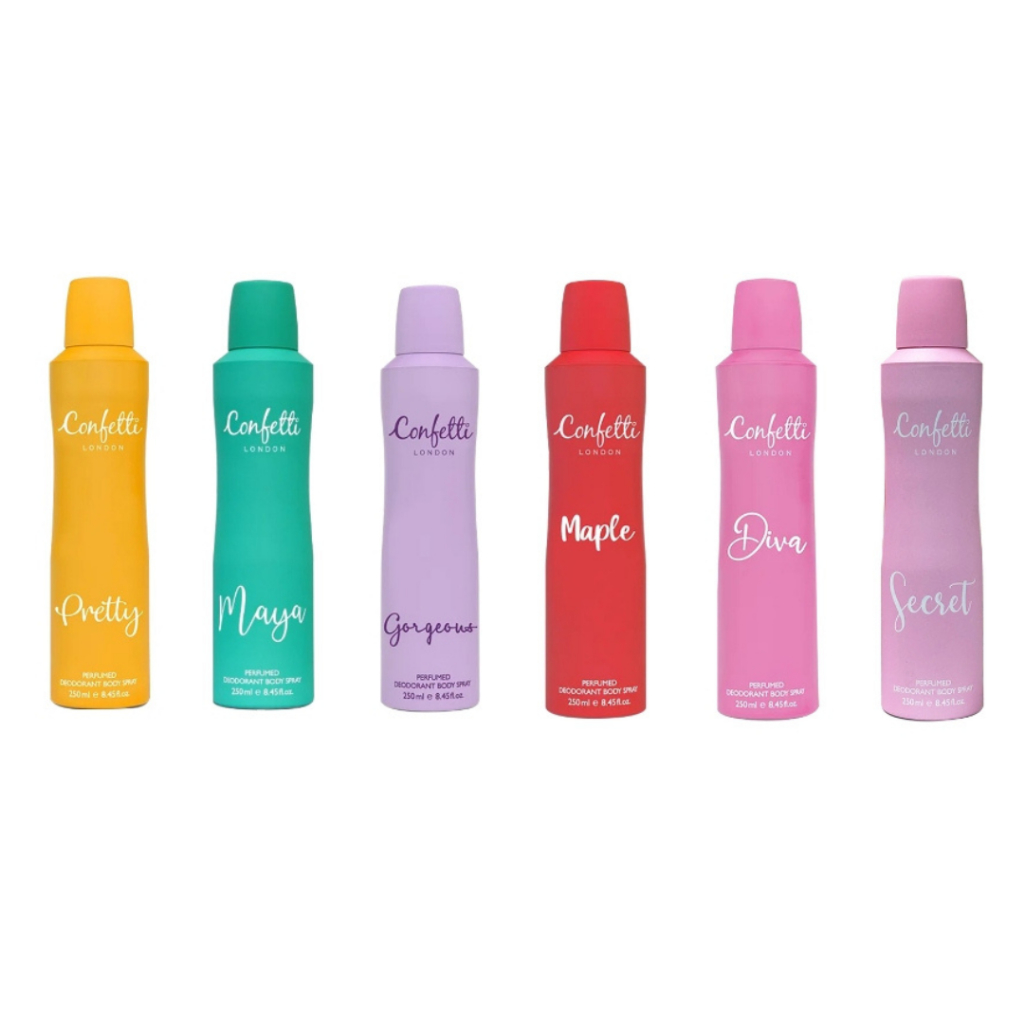 Confetti Deodorant Spray Secret สเปรย์ระงับกลิ่นกาย คอนเฟตติ ซีเคร็ท สำหรับผู้หญิง 250 ml.
