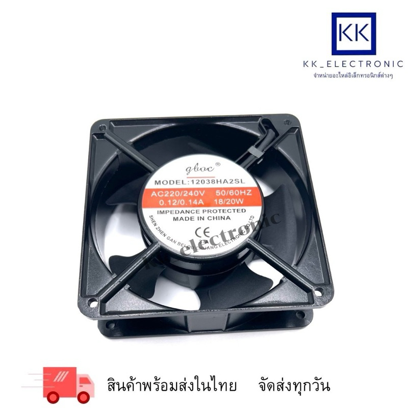 พัดลม 4 นิ้วครึ่งขนาด 120 × 120 × 38 ไฟ 220 โวลต์ แบบปลั๊กเสียบและแบบสาย สินค้าพร้อมส่งในไทย