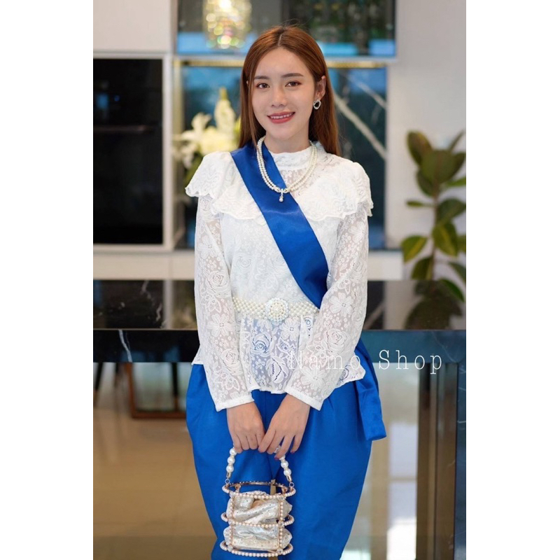 เสื้อลูกไม้รุ่นหัวใจ ใส่ทำบุญ