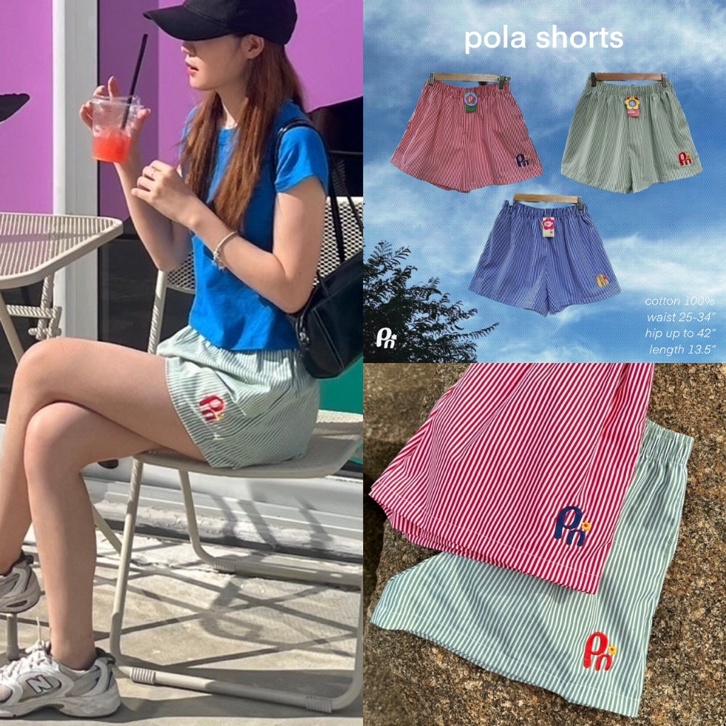 (เติมสต็อก) Pola shorts | กางเกงขาสั้น ลายทาง ทรง Boxer ใส่ได้ทุกวัน