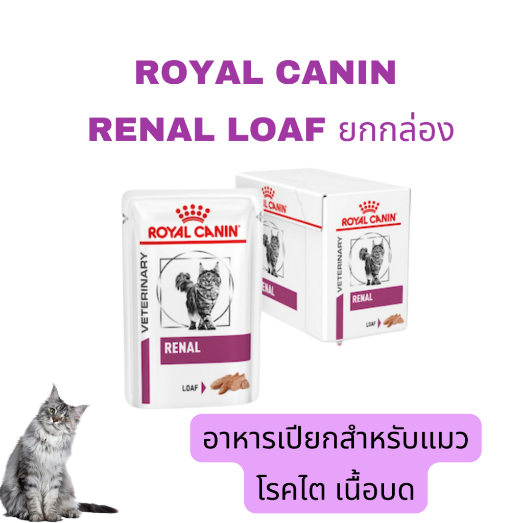 Royal canin cat renal Loaf (exp 05/2027)อาหารแมวโรคไตแบบซองเนื้อโลฟ (ละเอียด) 85 g 12ซอง
