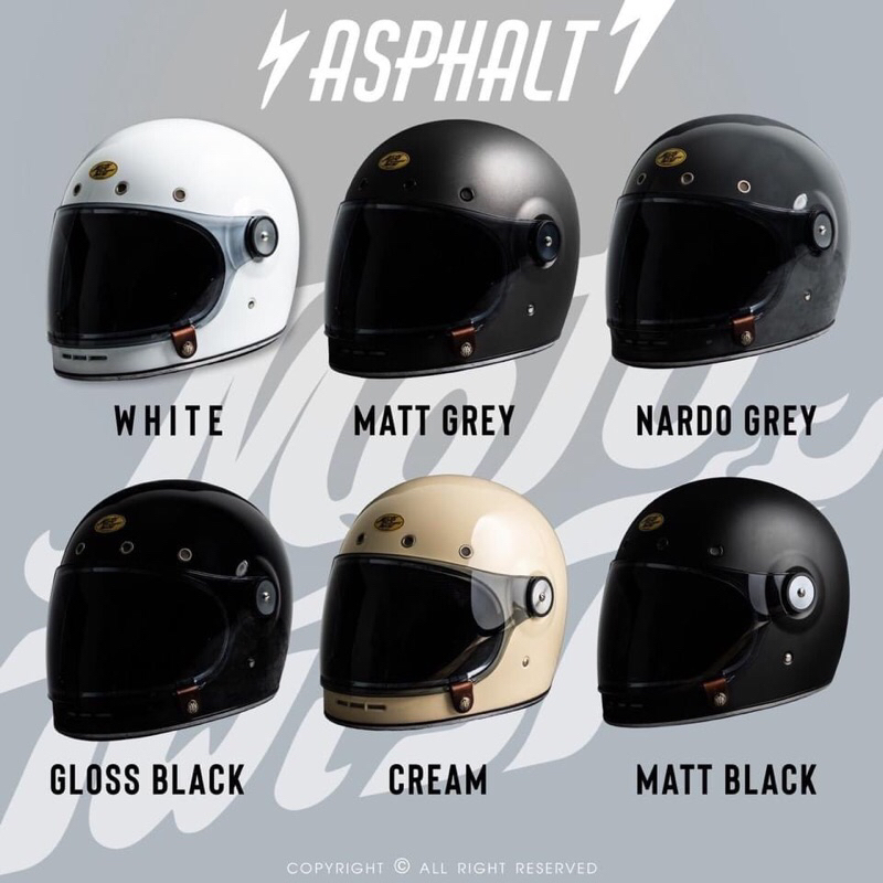 Helmshell x MototwistBKK Asphalt helmet หมวกกันน็อคเต็มใบคลาสสิคเเท้