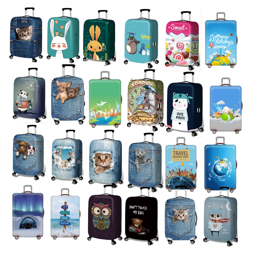 ผ้าคลุมกระเป๋าเดินทางแบบยืด หูหิ้วซ้ายขวาล่างมีซิป ผ้าหนากันน้ำใหม่18-32'